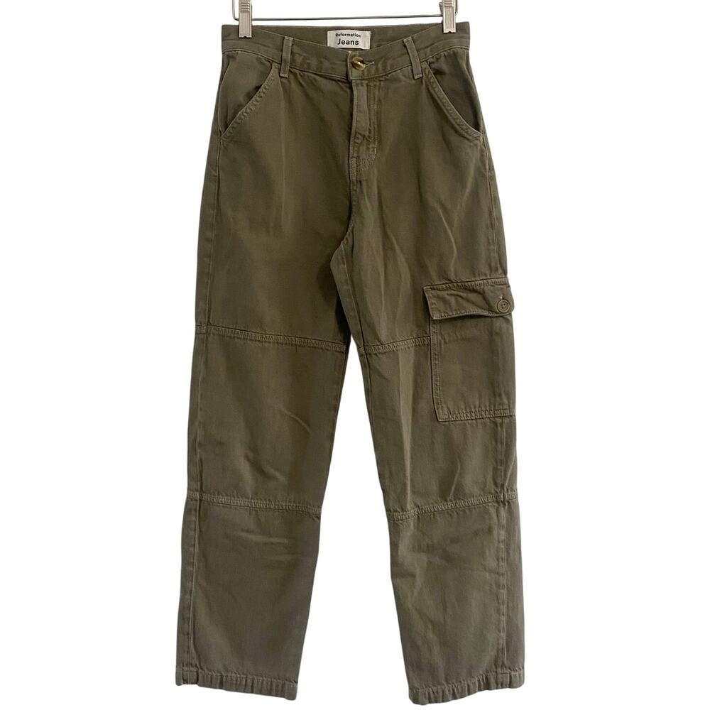 Reformation Bailey High Rise Utility Pant Size 24 Green Gorpcore Granola Girl